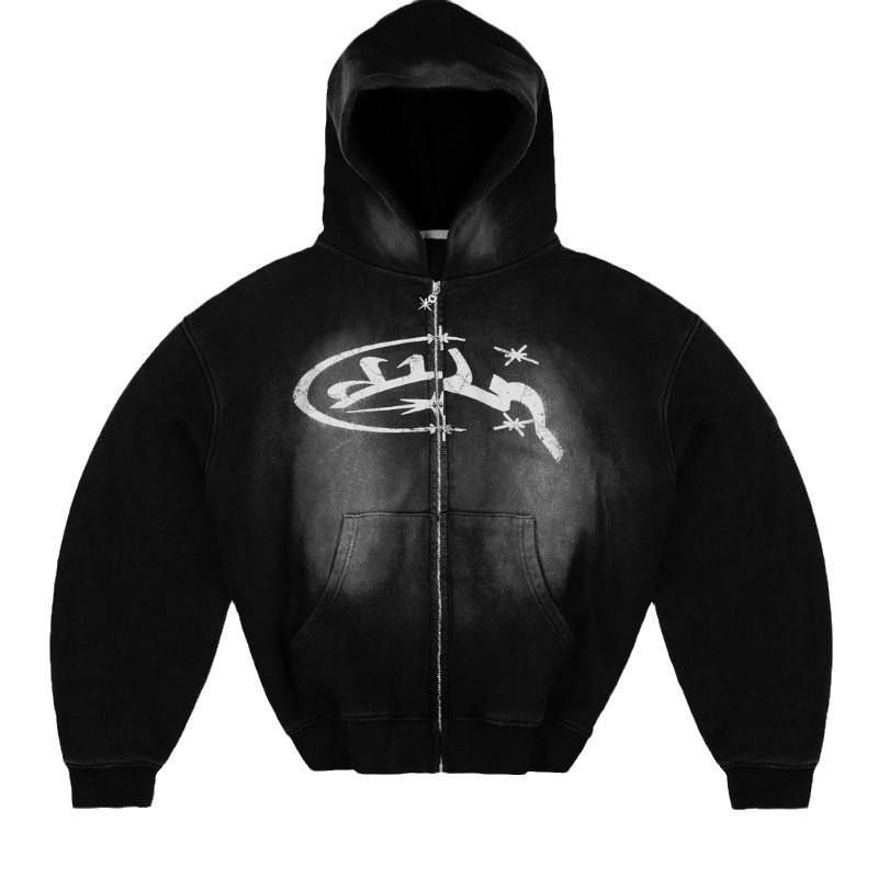 Cross-border 2024 zipper sweater handsome net red hooded cardigan small bell letter new style printed top jacket - Image 5