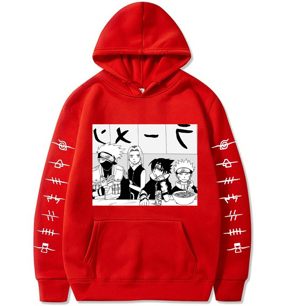 Naruto Ramen Hoodie Sweatshirt Long Sleeve Large Size Plush Hoodie Men's and Women's Sweatshirt
