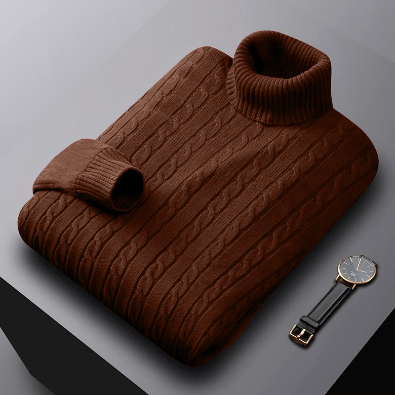 Foreign trade solid color sweater men's turtleneck jacket trendy Korean version loose plus size casual all-match knitted pullover - Image 16