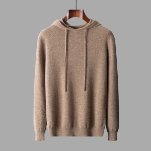 Men's first-line ready-to-wear hoodie pure wool sweater base shirt pullover hoodie business casual solid color sweater