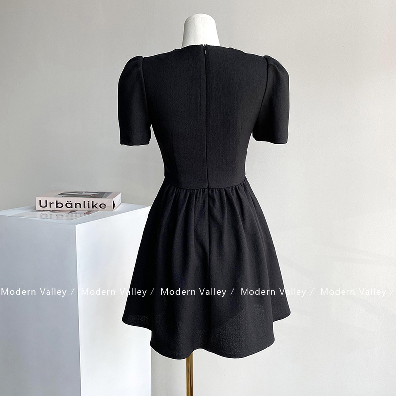 French retro small fragrance style temperament lady dress 2023 new style niche design waist slimming A-line skirt - Image 4