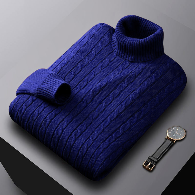 Foreign trade solid color sweater men's turtleneck jacket trendy Korean version loose plus size casual all-match knitted pullover - Image 18