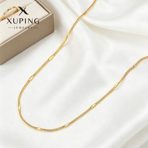 Xuping Jewelry Stainless Steel European and American Cross-border Round Snake Pressed Sunflower Chain Everyday Easy-to-match Plain Chain Necklace Wholesale