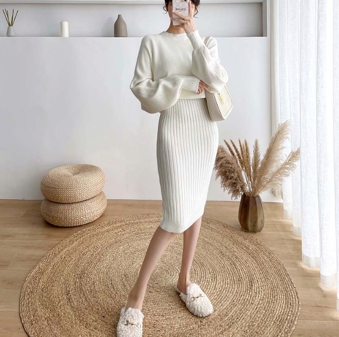 Suspender skirt suit autumn and winter new sweater dress two-piece dress other real shots and models in stock - Image 9