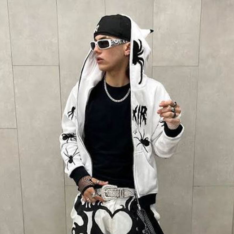 2022 autumn and winter new European and American popular zipper sweater new Amazon hip-hop hoodie men's and women's jacket - Image 5