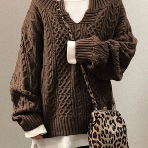 2022 European and American hot style Amazon new sweater knitted hemp pattern sweater casual knit sweater sweater