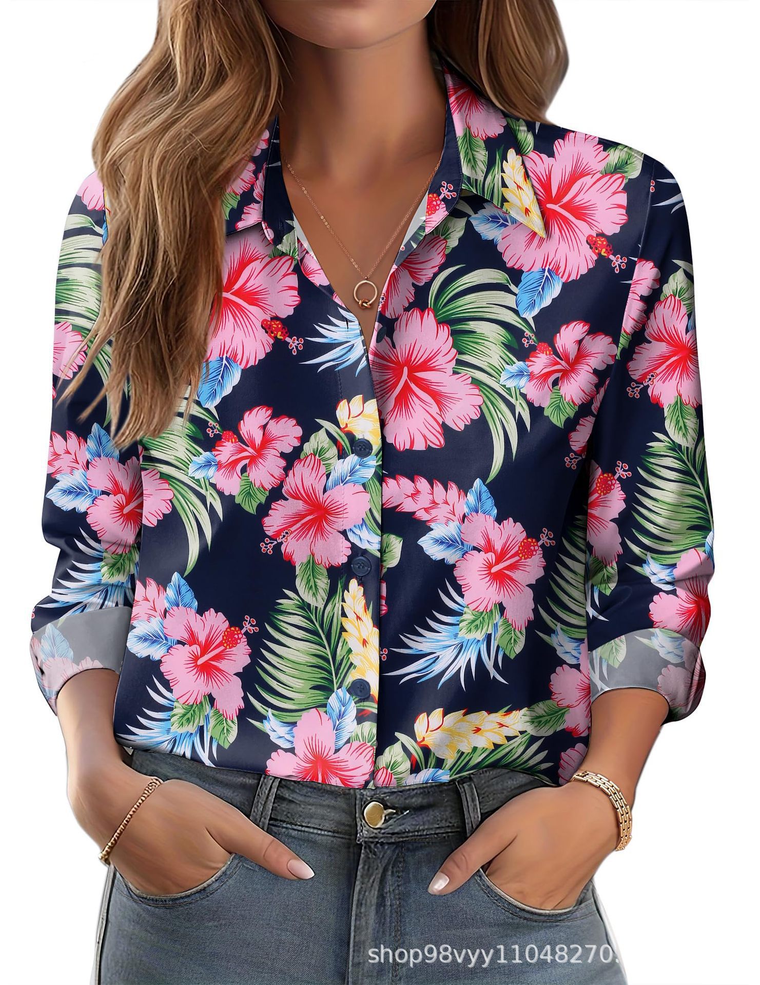 Women's 3D Printed Floral Loose-fitting Shirt, European and American Style, for Cross-border E-commerce AliExpress Independent Website - Image 33