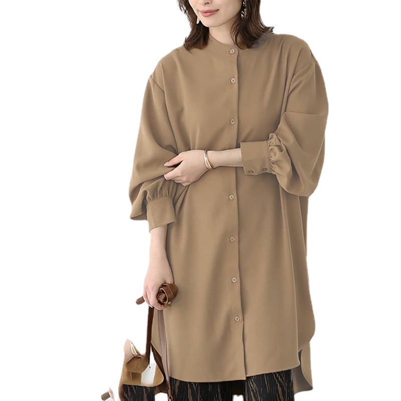 Japan Rakuten new products women's long-sleeved shirts women's loose mid-length shirt dress Amazon foreign trade - Image 5