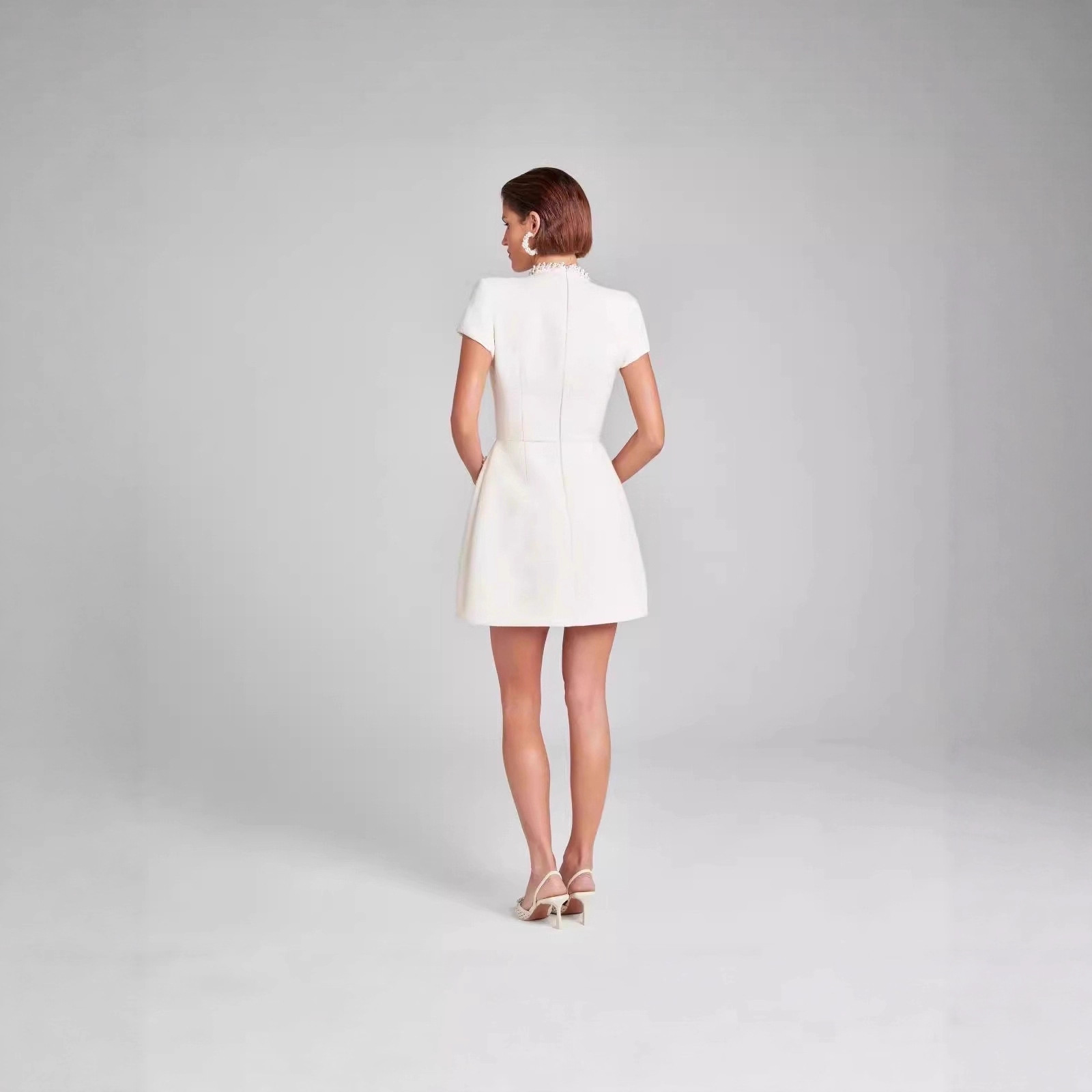 New European and American style slim-fit round neck beaded Chanel-inspired dress from Amazon cross-border e-commerce. - Image 3