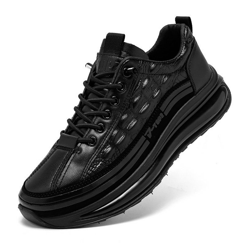 Wholesale men's leather shoes retro crocodile pattern men's shoes 2022 new thick bottom men's casual trendy shoes trendy men's shoes - Image 7