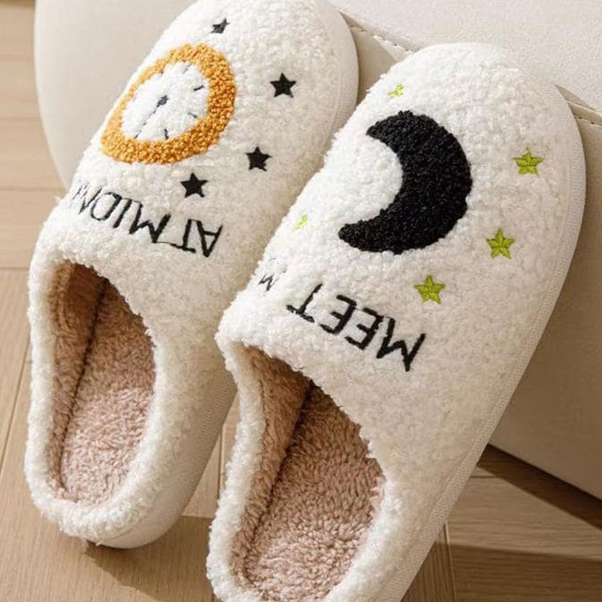 Cross-border popular moon cotton slippers for women wholesale indoor home moon clock couple indoor warmth - Image 5