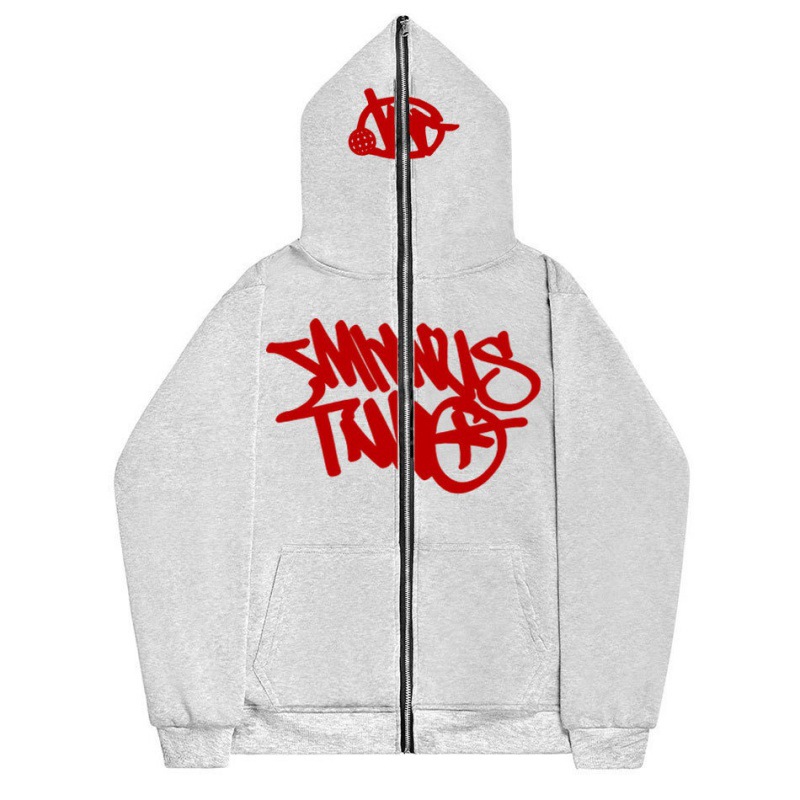 Y2K Unisex Fleece Hooded Sweatshirt Full Zip Plus Size Streetwear Stussy Tour Jacket - Image 12