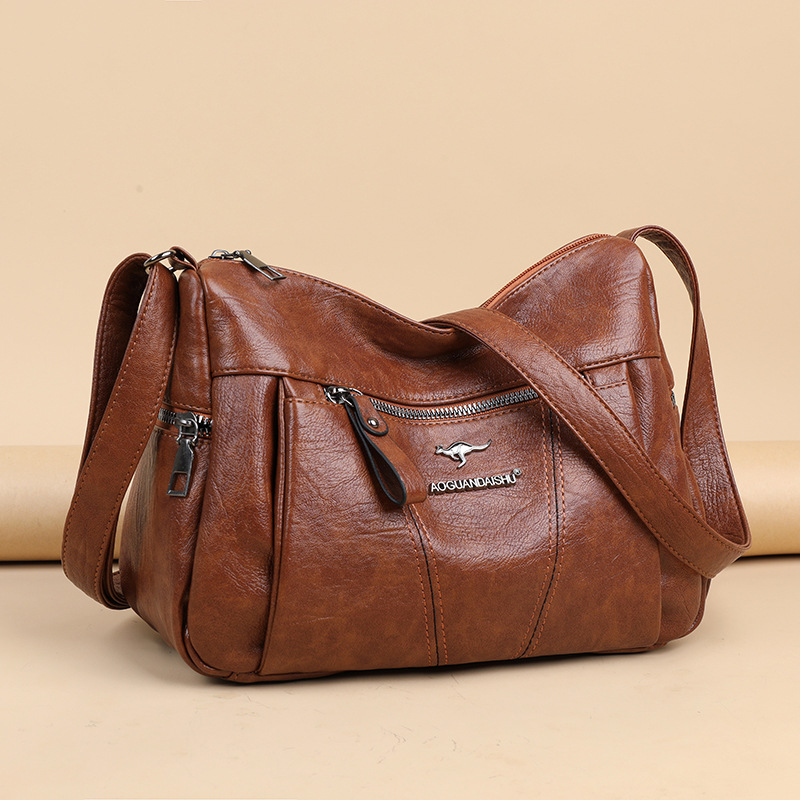 Cross-border women's bag soft leather shoulder bag trendy retro fashion Messenger bag large capacity elegant temperament mother bag - Image 8