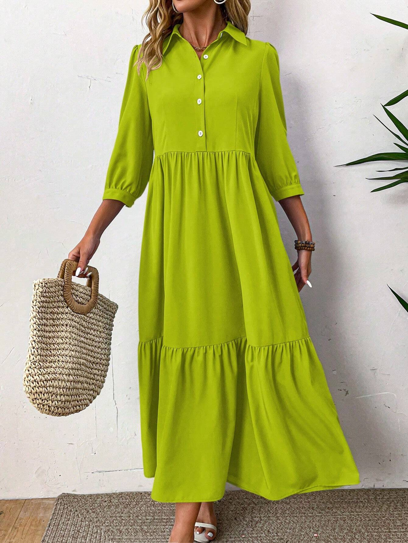 2026 Spring/Autumn New Style Women's Shirt Dress, Elegant, Fashionable, Casual, Lapel, Full Skirt - Image 10