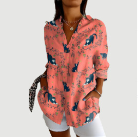 2024 New Women's Long Shirt, Summer European and American Trendy Short-Sleeve Floral Print 3D Short Sleeve Fashion - Image 12