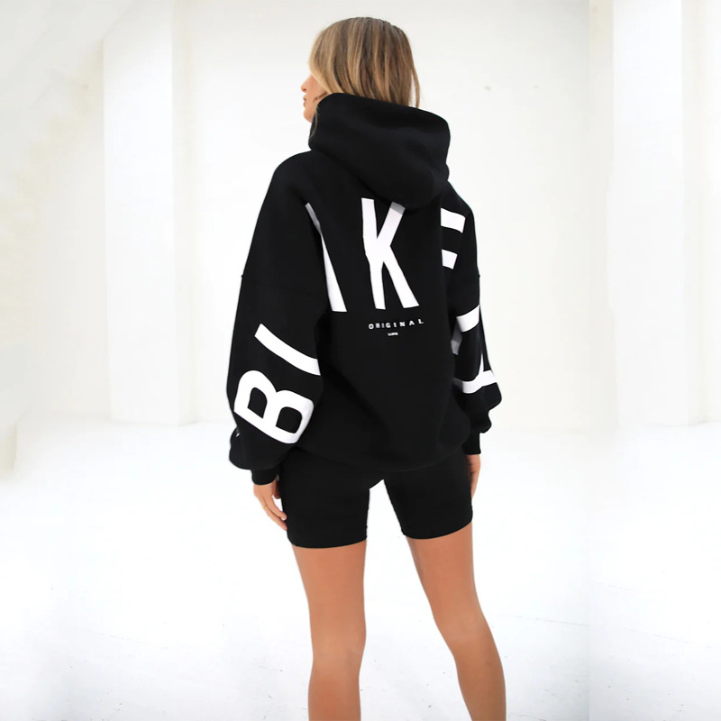 2023 new Amazon cross-border European and American fashion printing thickened versatile long-sleeved loose hooded sweatshirt for women - Image 4