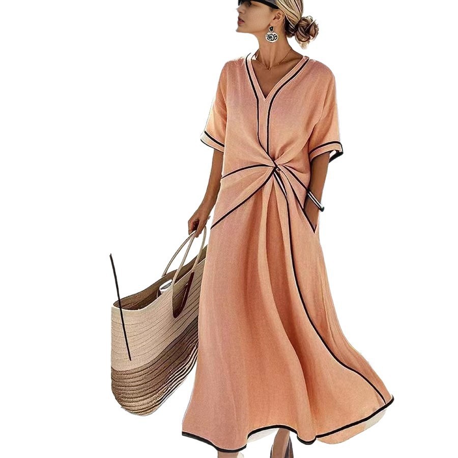 Independent website's new summer European and American style Bohemian elegant dress, cross-border style commuter long dress - Image 3