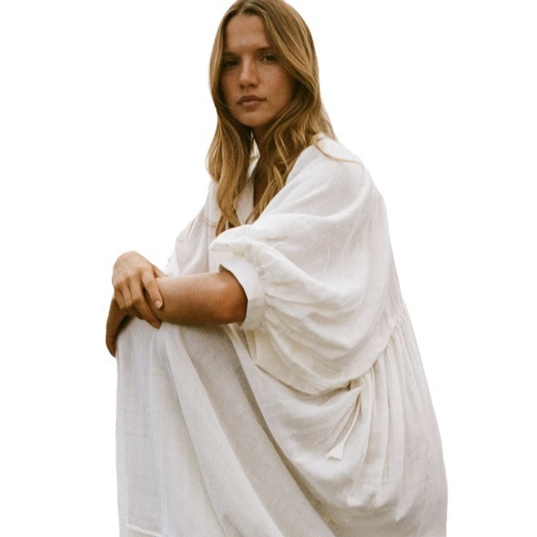 Cross-border fashion spring and autumn women's plus size loose long lantern sleeve casual sweet fresh girl style dress, - Image 5