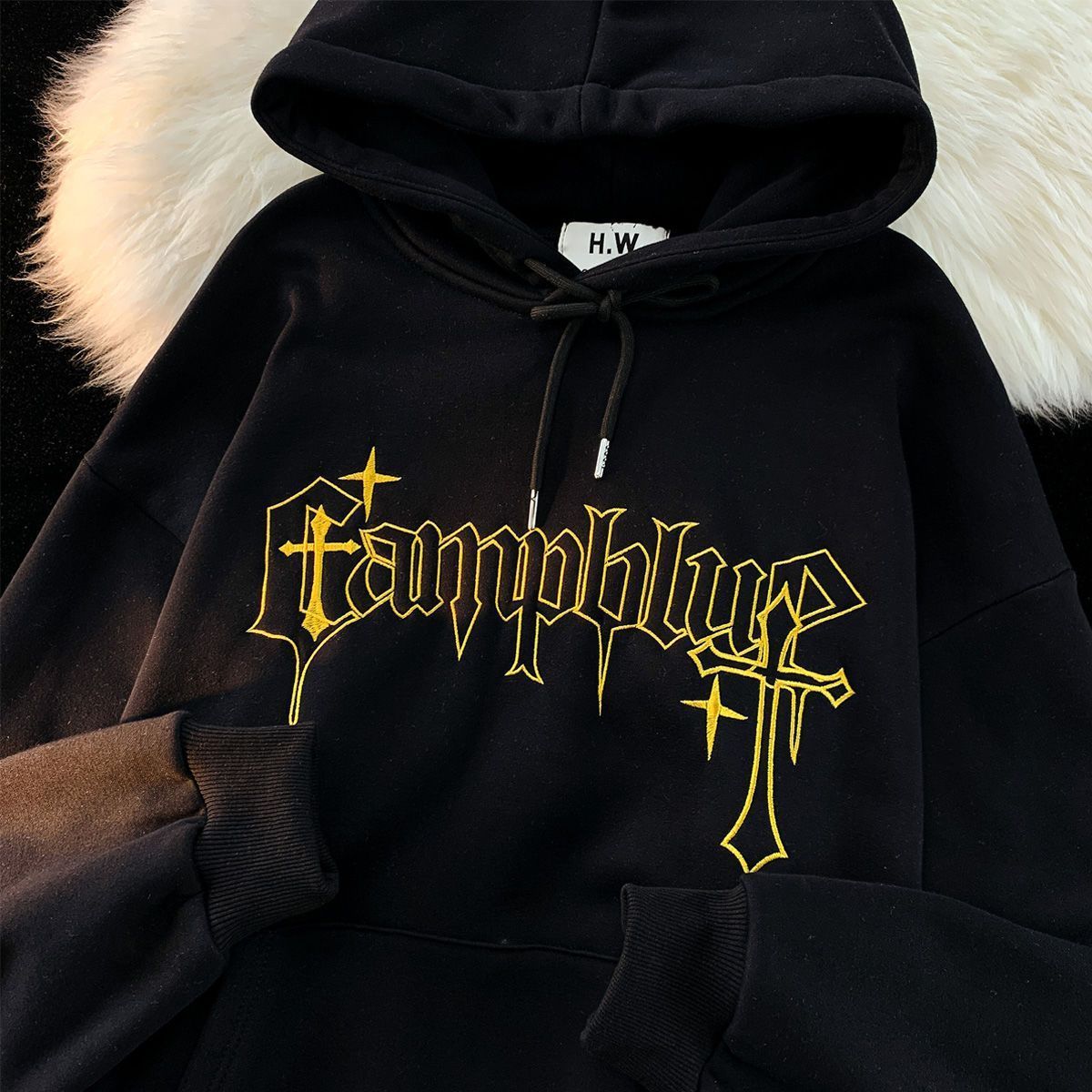 100% cotton hooded sweatshirt for women in autumn American trendy brand couple versatile plus velvet sweatshirt jacket for women in autumn - Image 2