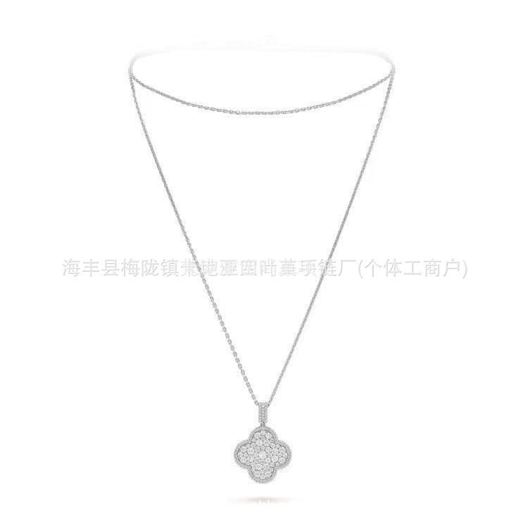 Vanke high-end four-leaf clover necklace for women, thickly plated with 18k rose gold and red agate, CNC engraving craftsmanship. - Image 12