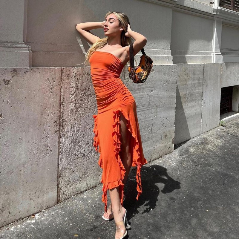 2023 European and American style summer new cross-border hot product one-shoulder jellyfish lace dress sexy hottie ur women's clothing - Image 8