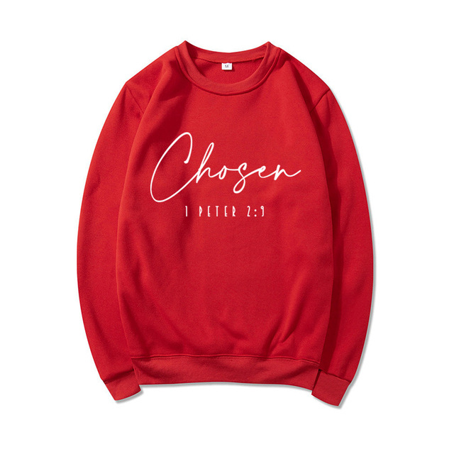 Cross-border foreign trade independent station women's fleece round neck sweater plain color slogan letter printing long-sleeved sweater - Image 10