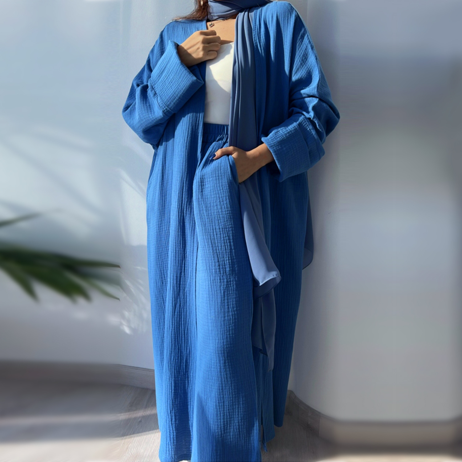 2023 Loriya AliExpress Amazon Dubai Turkey Solid Color Cotton Casual Large Size Cardigan LR600 - Image 4