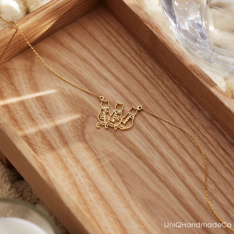 Personalized cute cat and dog name necklaces, custom name necklaces, pet commemorative birthday gifts, niche designs. - Image 5