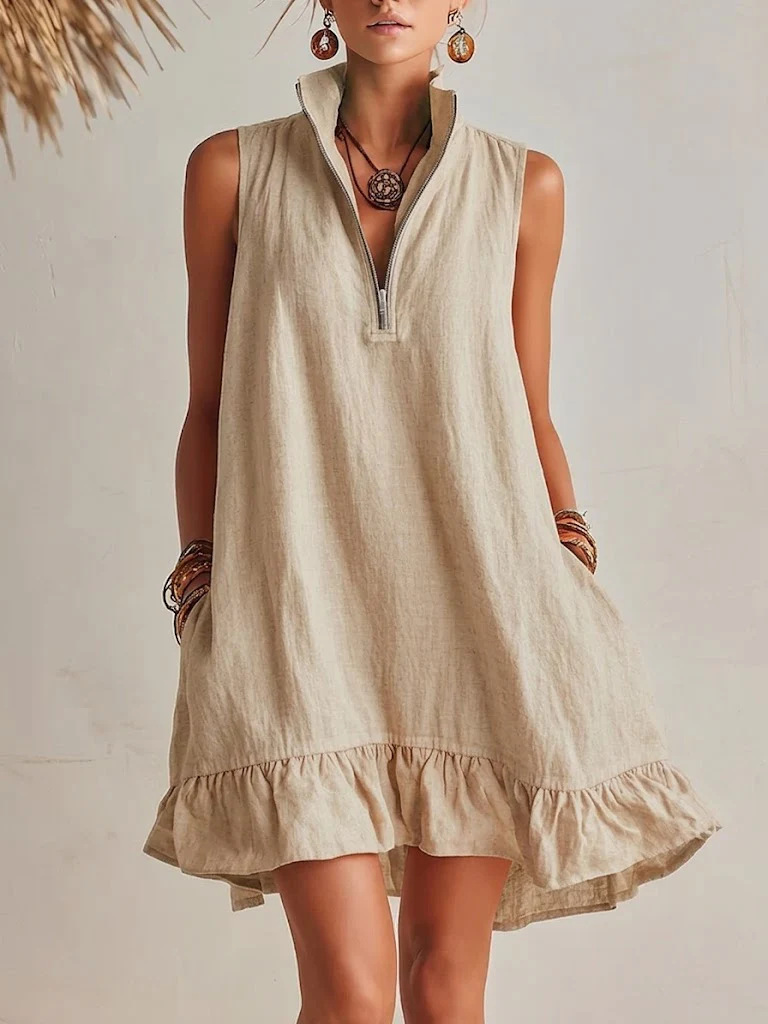 2026 New Arrival European and American Cross-Border Vacation Sleeveless V-Neck Dress, High-End Cross-Border Casual Dress - Image 9