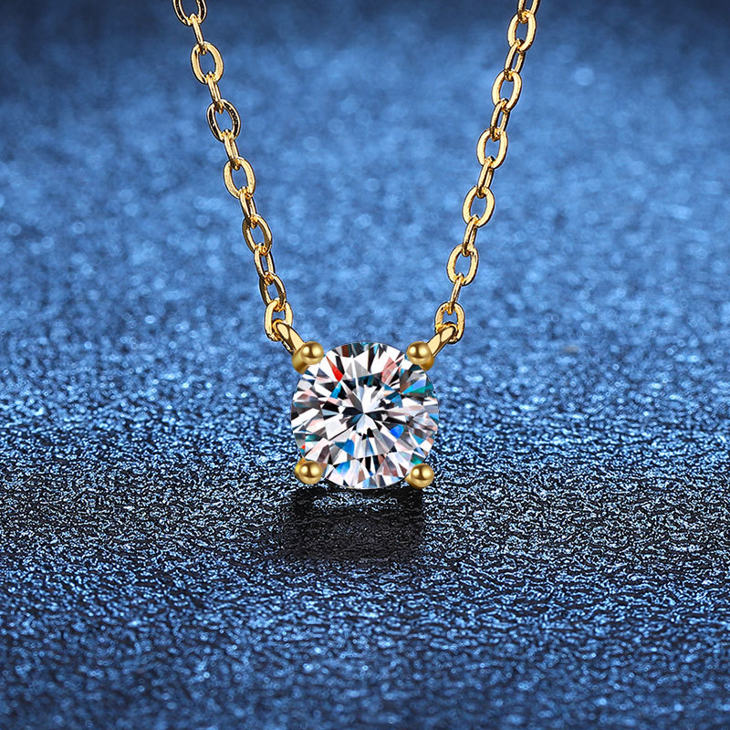 Cross-border 5-carat moissanite S925 sterling silver necklace, moissanite pendant, women's light luxury four-prong necklace, wholesale. - Image 2