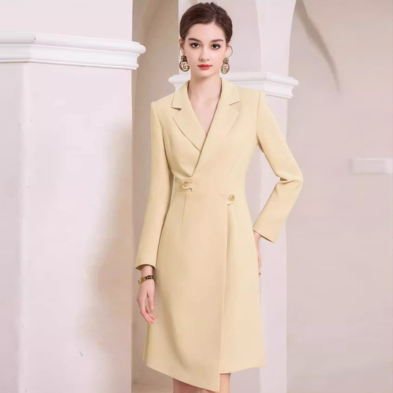 New spring and autumn design sense fashion asymmetrical dress slim fit thin broadcast host formal work clothes OL - Image 2