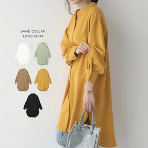 Japan Rakuten new products women's long-sleeved shirts women's loose mid-length shirt dress Amazon foreign trade