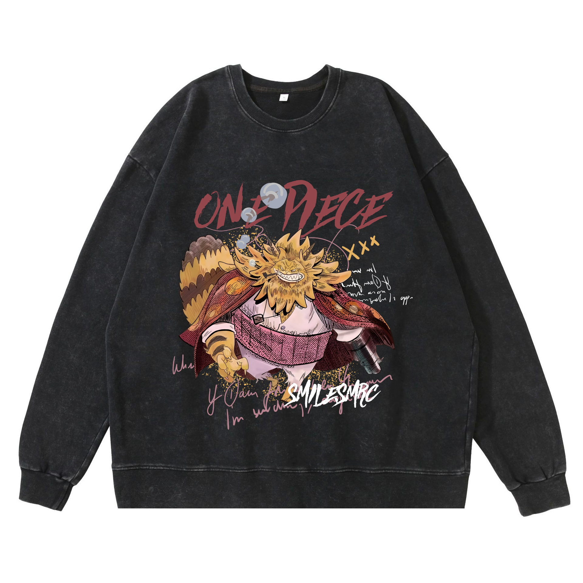 360g heavy washed retro sweatshirt street hip-hop anime American style pirate Luffy Zoro cotton autumn sweatshirt - Image 20