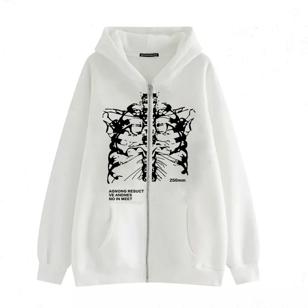 New arrival Skull Wings Hooded Zipper Sweatshirt Women Korean Style Plus Velvet Thickened Loose Sports Cardigan Sweatshirt Women - Image 24