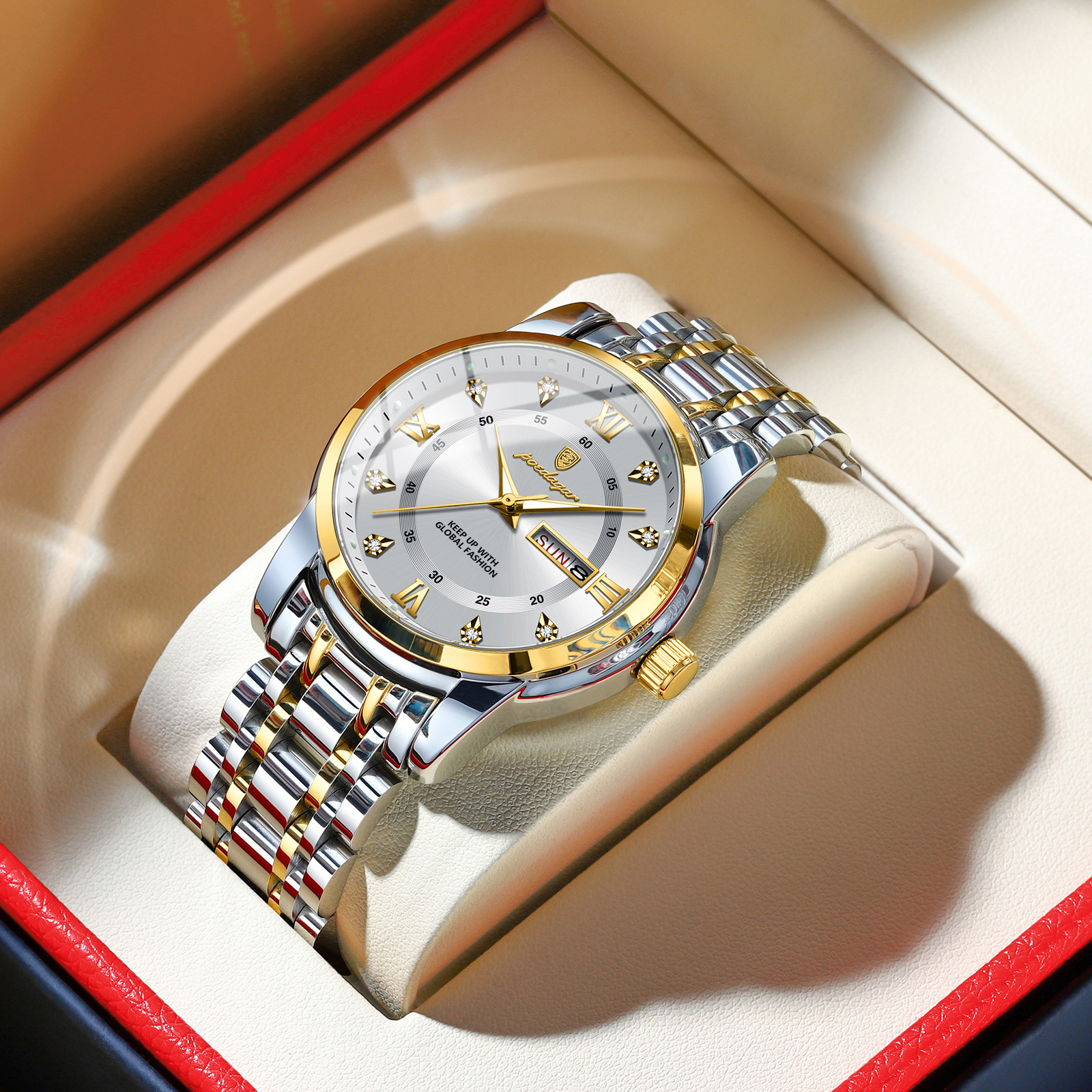 Swiss brand waterproof new men's watch dual calendar luminous quartz watch live broadcast foreign trade hot sale one piece drop shipping - Image 9