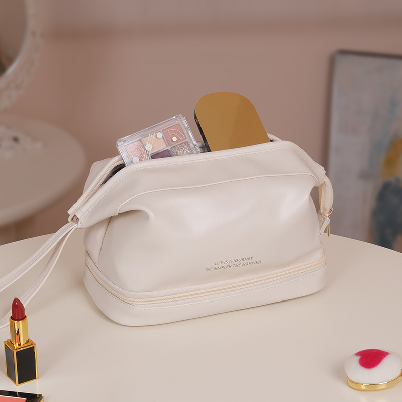 double-layer portable cosmetic bag large-capacity portable business travel storage bag - Image 12
