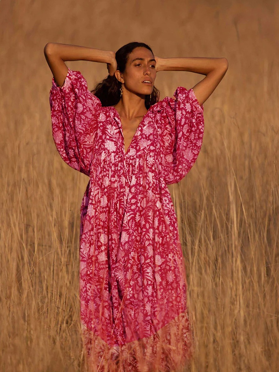 Amazon AliExpress cross-border best-selling personalized artistic European and American style rayon floral print dress - Image 8