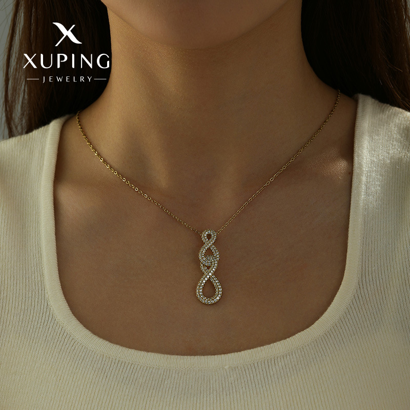Xuping Jewelry's new fashionable and niche design artificial gemstone number necklace pendant exudes a light luxury temperament. - Image 4