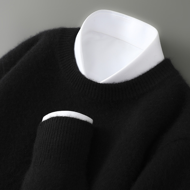 Men's high-neck, thick, loose-fitting pullover sweater/knitwear base layer. - Image 16