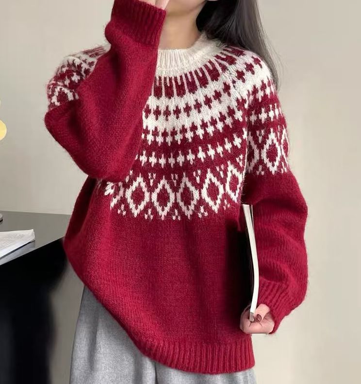 Retro Nordic style, high-end feel, Irish Island sweater pullover women's autumn and winter thicken, perfect for layering under a coat. - Image 8