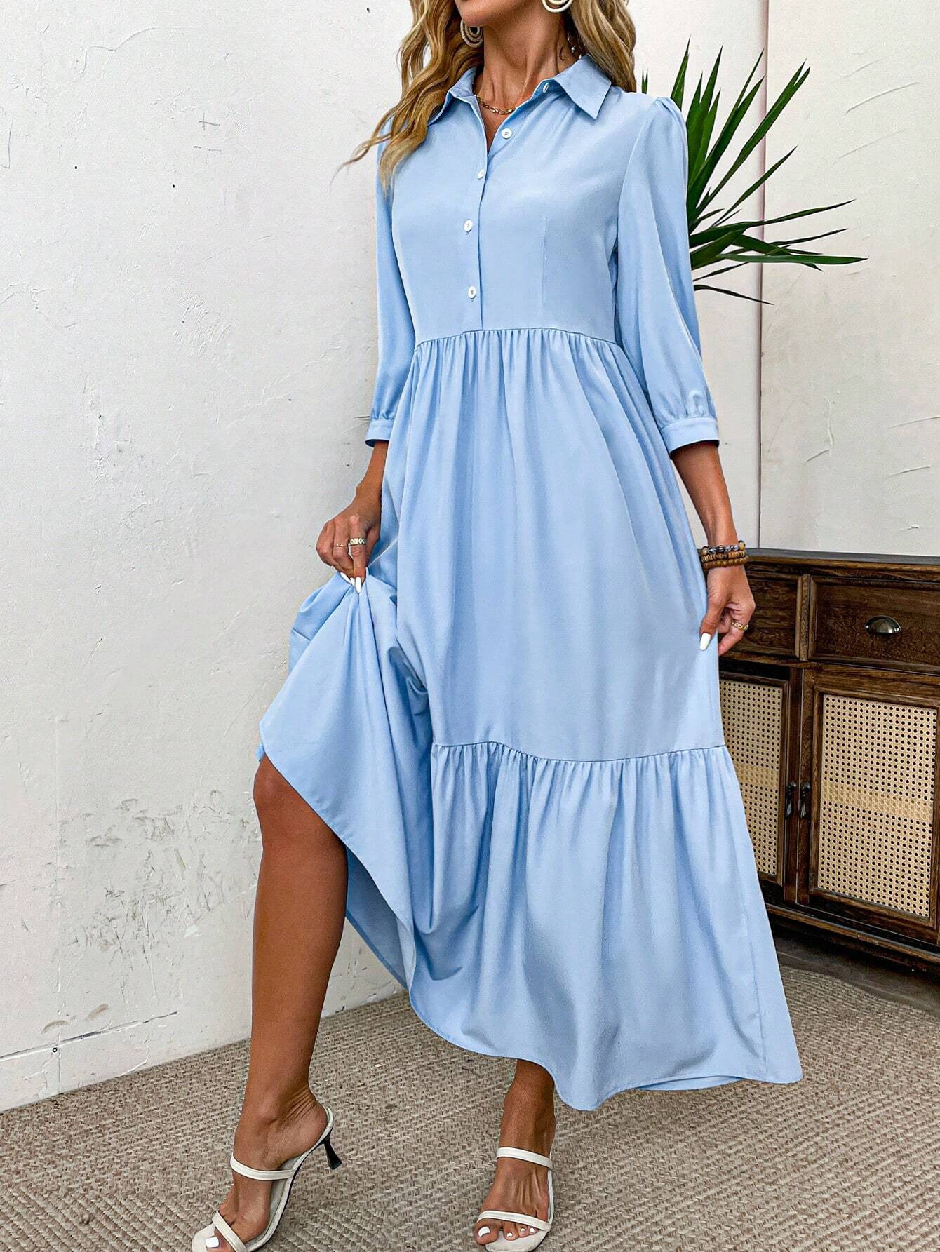 2026 Spring/Autumn New Style Women's Shirt Dress, Elegant, Fashionable, Casual, Lapel, Full Skirt - Image 8