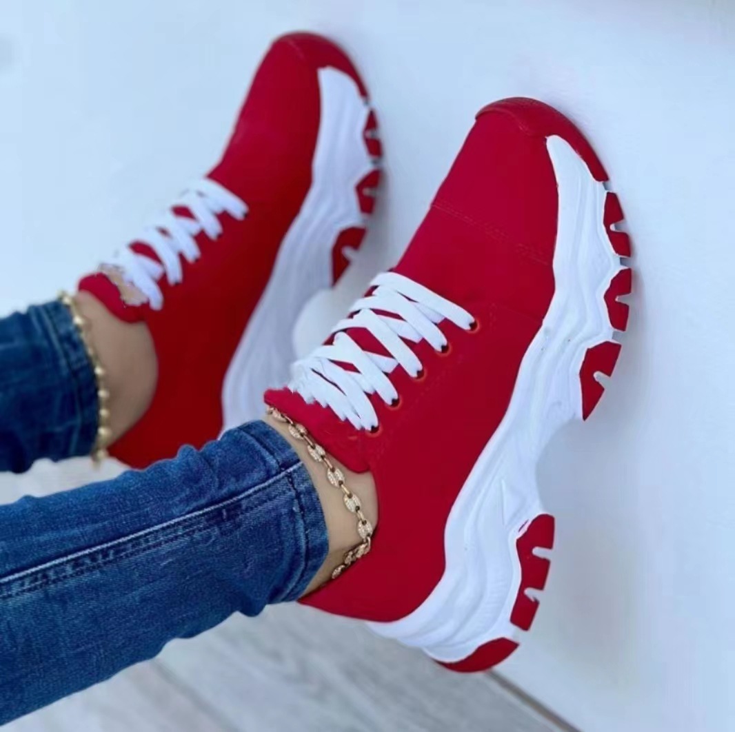 2023 Summer European and American New Style Round Toe Thick Sole Low-top Casual Shoes Women's Foreign Trade Large Size Lace-up Sports Shoes Women's Single Shoes - Image 4