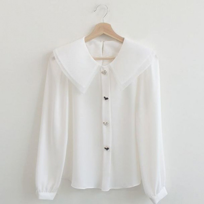Chiffon shirt suit female spring and autumn temperament two-piece design double-layer doll collar top half-length pleated skirt - Image 7