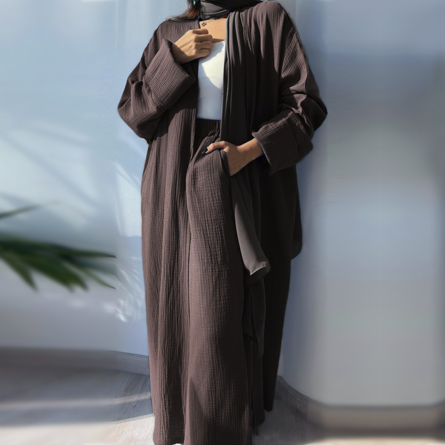 2023 Loriya AliExpress Amazon Dubai Turkey Solid Color Cotton Casual Large Size Cardigan LR600 - Image 26
