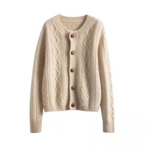 Women's Loose-Fit Round-Neck Knit Cardigan