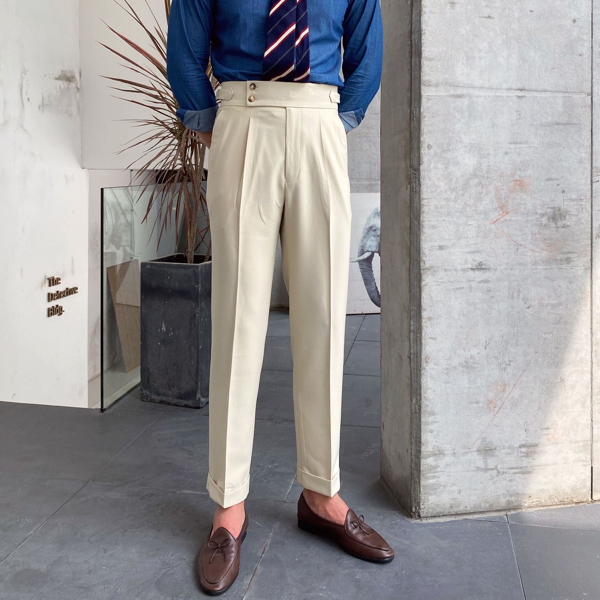 2024 new homemade men's Naples British drape high waist straight pants autumn casual pants trendy trousers - Image 4