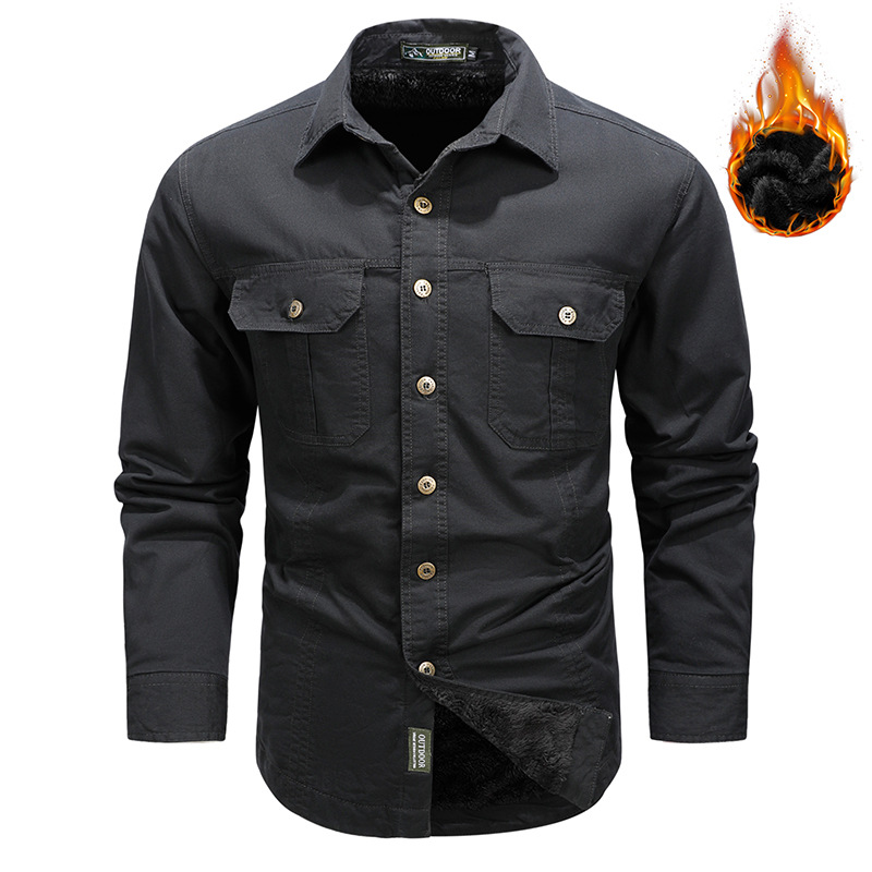 2024 Spring and Autumn New Shirt Men's Long Sleeve Cotton Casual Solid Color Shirt Middle-aged and Young Worker Slim Jacket - Image 24