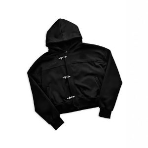 Unisex Hoodie with Metal Buckle Detail
