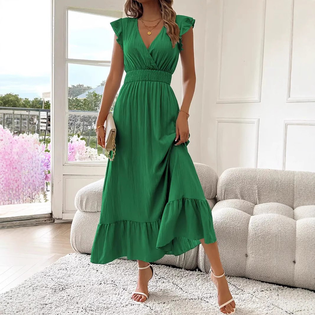 2025 European and American cross-border e-commerce best-selling new women's long summer short-sleeved dress, independent website. - Image 3
