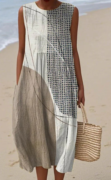 2025 European and American spring and summer new sleeveless casual printed temperament long dress slim small fresh casual dress - Image 7